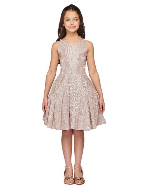 Girls Multi Color Glitter Metallic Double Strap Junior Bridesmaid Dress 4-14 - SophiasStyle.com